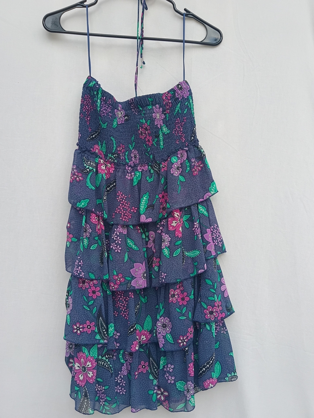 American Eagle Outfitters Navy Floral Tiered Mini Dress